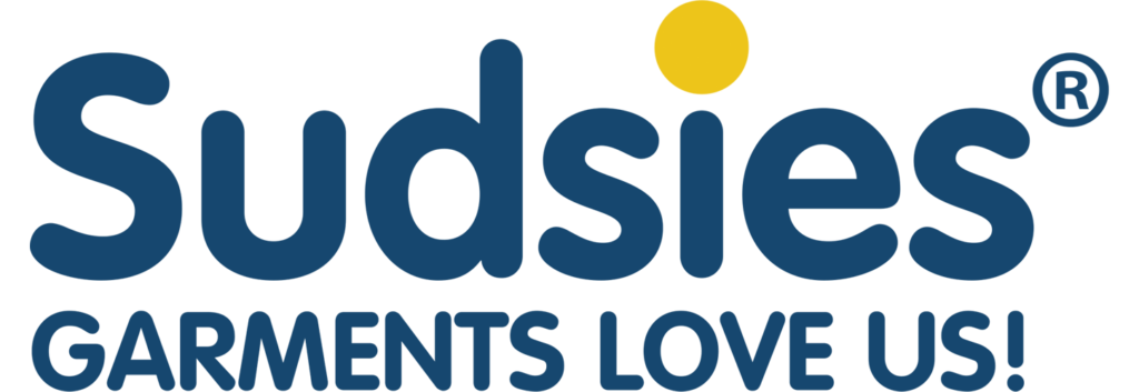 Sudsies Dry Cleaners logo featuring the Sudsies name in bold, modern lettering.