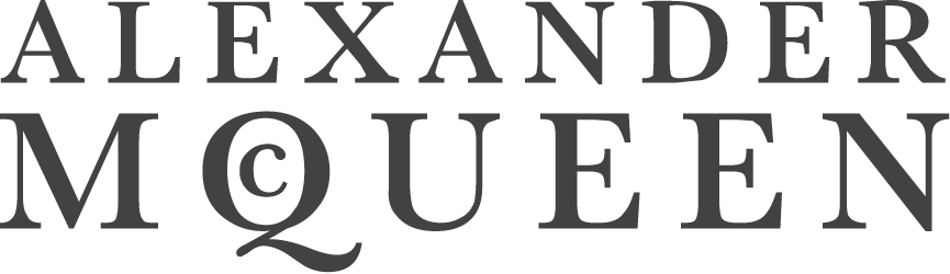 Alexander McQueen logo with bold serif lettering and stylized “Q”