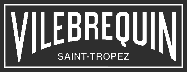 Vilebrequin logo with “Saint-Tropez” tagline in bold white text on a dark background.
