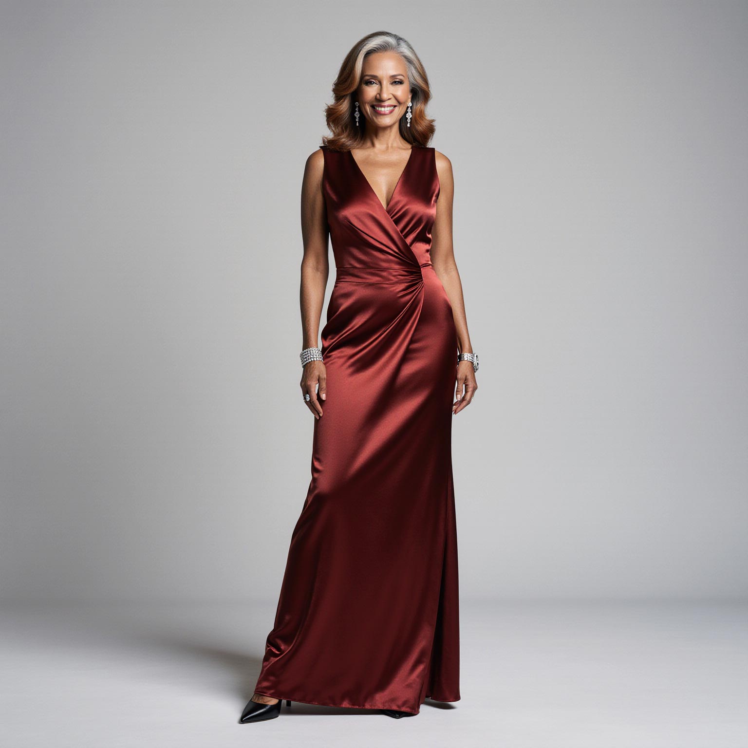Woman in an elegant evening gown representing Sudsies’ couture dry cleaning services for Hughes Cove residents.